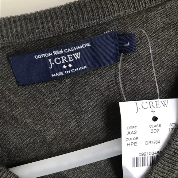 J Crew Sweater V Neck Hunter Green Cotton Cashmere - Picture 5 of 5